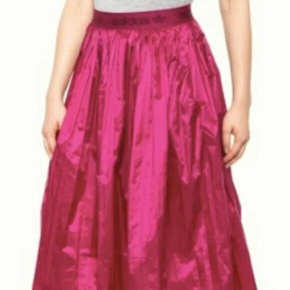 Adidas Metallic Pleated Skirt berry M - Picture 2 of 6